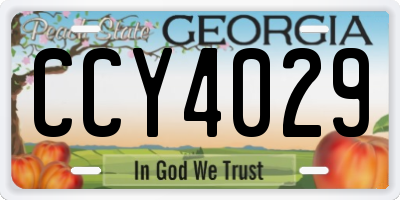 GA license plate CCY4029