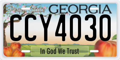 GA license plate CCY4030