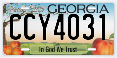 GA license plate CCY4031