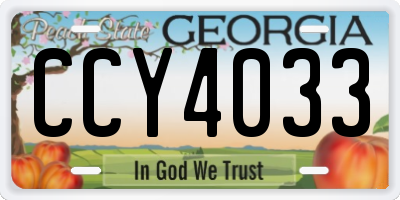 GA license plate CCY4033