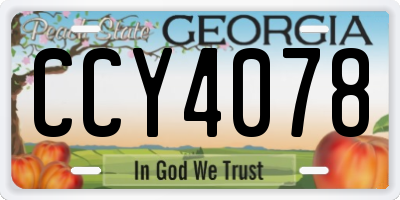 GA license plate CCY4078