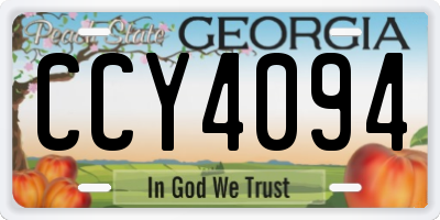 GA license plate CCY4094