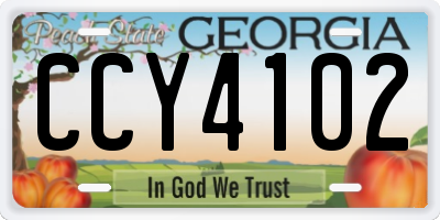 GA license plate CCY4102