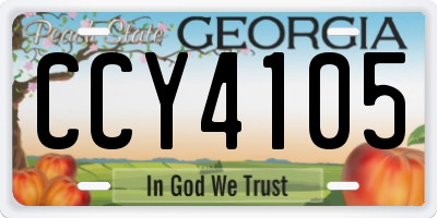 GA license plate CCY4105