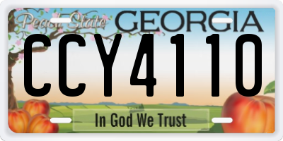 GA license plate CCY4110