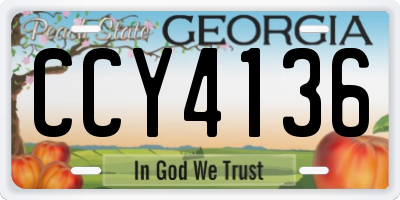 GA license plate CCY4136