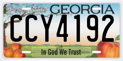 GA license plate CCY4192