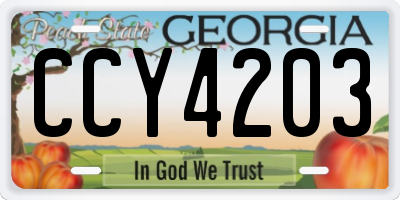 GA license plate CCY4203