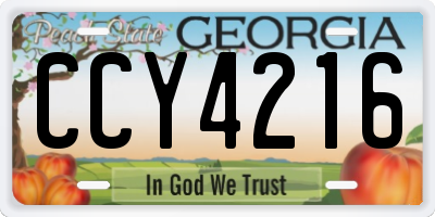 GA license plate CCY4216