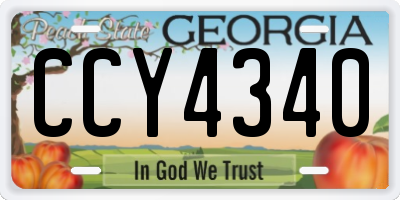 GA license plate CCY4340