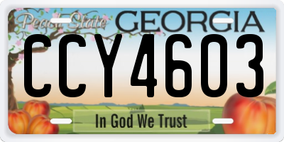 GA license plate CCY4603