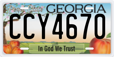 GA license plate CCY4670