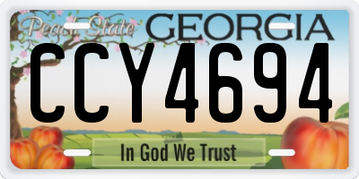 GA license plate CCY4694
