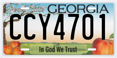 GA license plate CCY4701