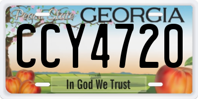 GA license plate CCY4720