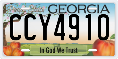 GA license plate CCY4910