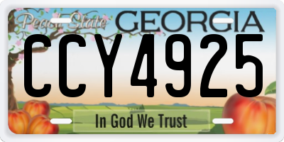 GA license plate CCY4925