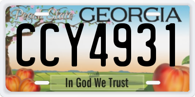 GA license plate CCY4931