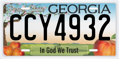 GA license plate CCY4932