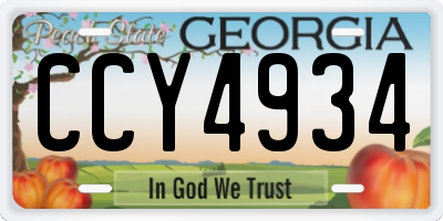 GA license plate CCY4934
