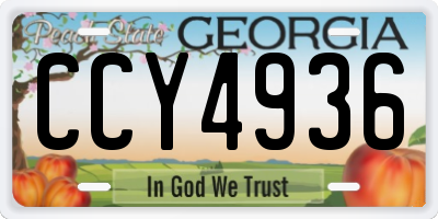 GA license plate CCY4936