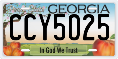 GA license plate CCY5025