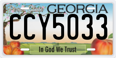 GA license plate CCY5033