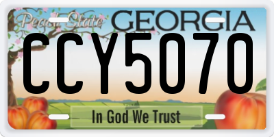 GA license plate CCY5070
