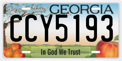 GA license plate CCY5193