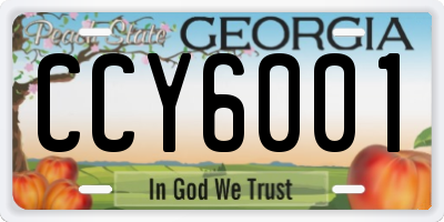 GA license plate CCY6001