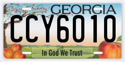 GA license plate CCY6010