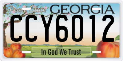 GA license plate CCY6012