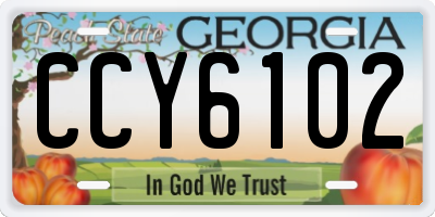 GA license plate CCY6102