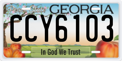 GA license plate CCY6103