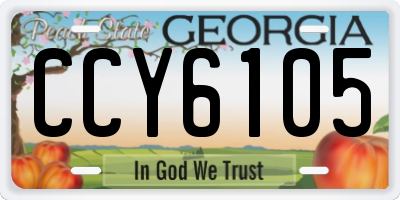 GA license plate CCY6105