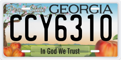 GA license plate CCY6310