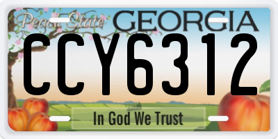 GA license plate CCY6312
