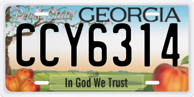 GA license plate CCY6314
