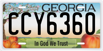GA license plate CCY6360