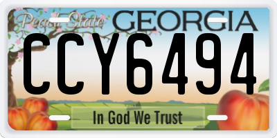 GA license plate CCY6494