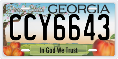 GA license plate CCY6643