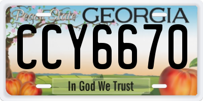 GA license plate CCY6670