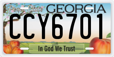 GA license plate CCY6701