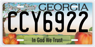GA license plate CCY6922