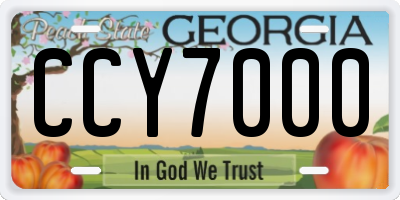 GA license plate CCY7000