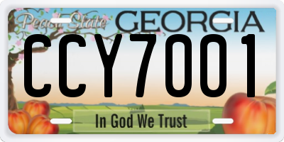 GA license plate CCY7001