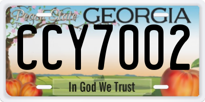 GA license plate CCY7002
