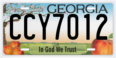 GA license plate CCY7012