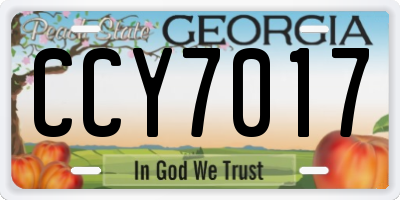 GA license plate CCY7017