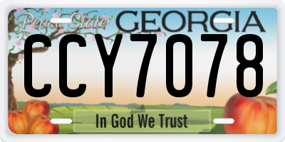 GA license plate CCY7078